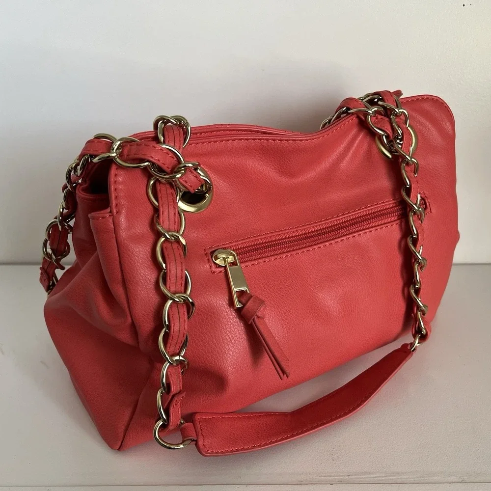 Nicole‎ by Nicole Miller Quilted Shoulder Bag with Chain Strap Coral Studded